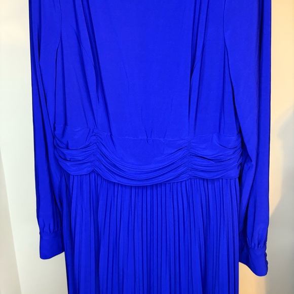 Jessica Howard Modest Elegant Dark Royal Blue Long Sleeve Pleated Dress Size 16 - Picture 4 of 8